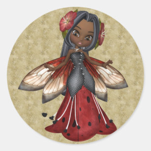 Ladybug African American Fee Party Runder Aufkleber