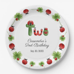 Ladybug Alphabet Letter Kids 2. Geburtstag Begrüßu Pappteller