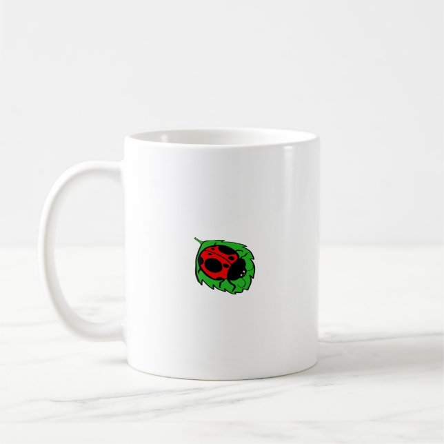 Ladybug am grünen Leaf Mini lächeln - Kaffeetasse (Links)