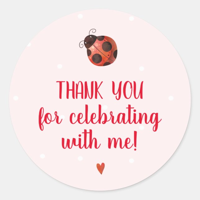 Ladybug Anniversaire Fête Favoriser Stickers (Devant)