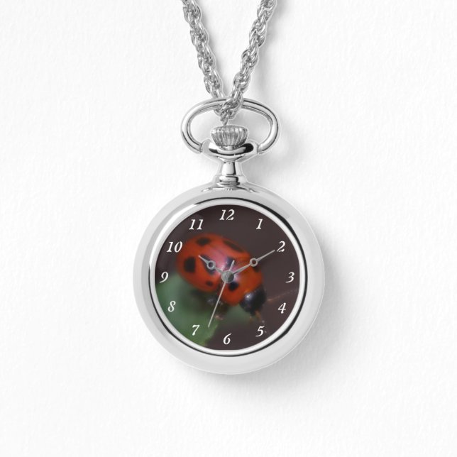 Ladybug auf Blume Armbanduhr (Vorderseite)