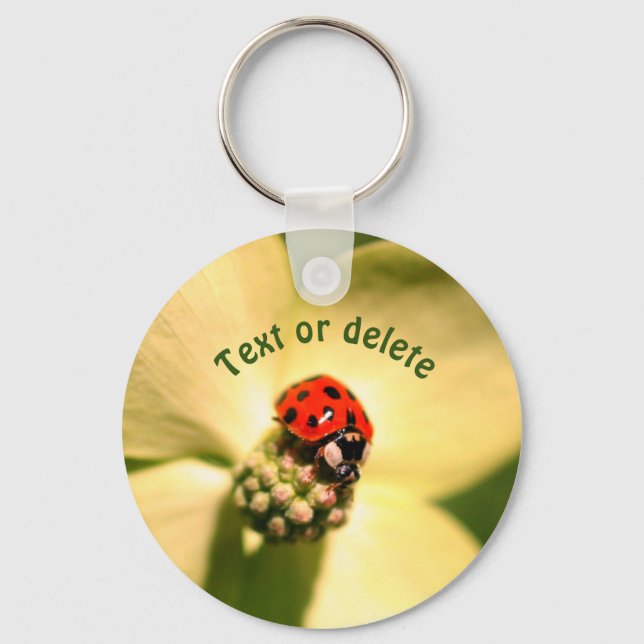 Ladybug auf Blume Personalisiert Schlüsselanhänger (Vorderseite)