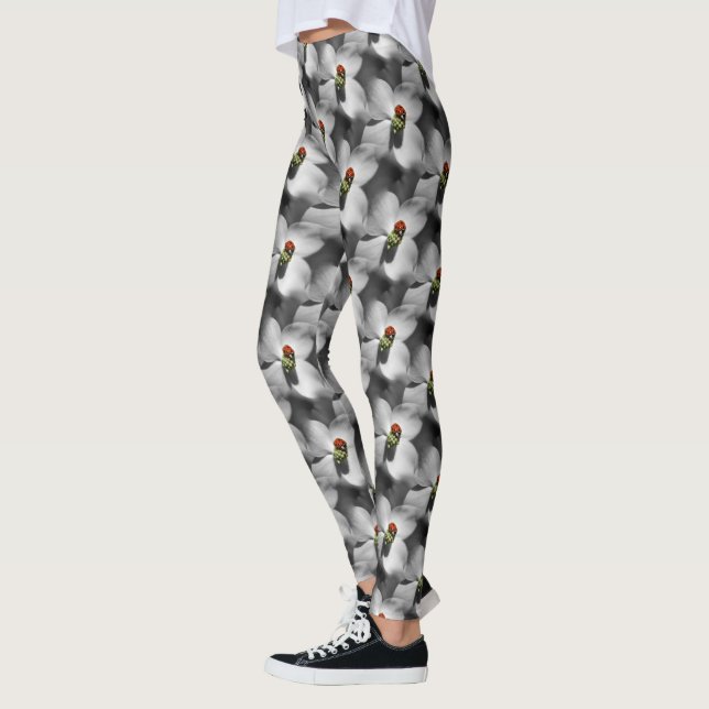 Ladybug auf Dogwood Blume Nattern Muster Leggings (Links)