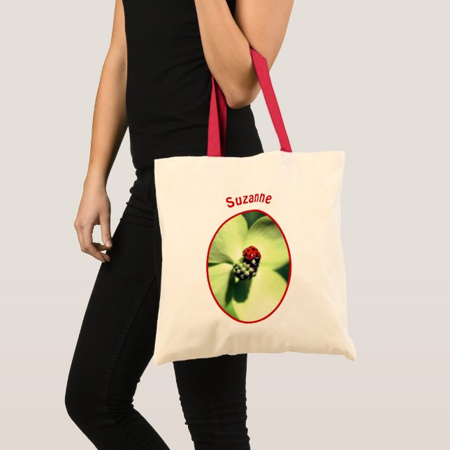 Ladybug auf Dogwood Nature Personalisiert Tragetasche (Vorderseite (Produkt))