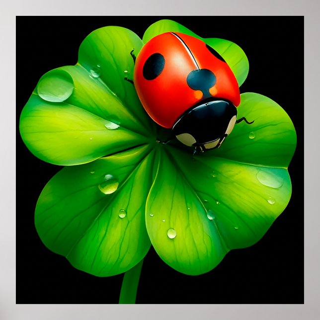Ladybug auf einem Taubenleder Poster (Vorne)