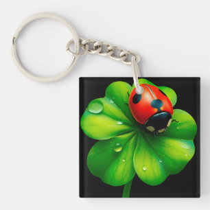 Ladybug auf einem Taubenleder Schlüsselanhänger