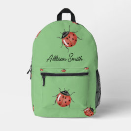 Ladybug auf hellgrün personalisiert bedruckter rucksack