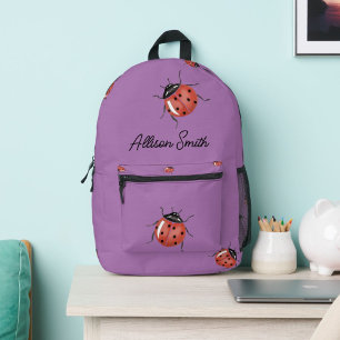 Ladybug auf lila personalisierten Rucksäcken Bedruckter Rucksack