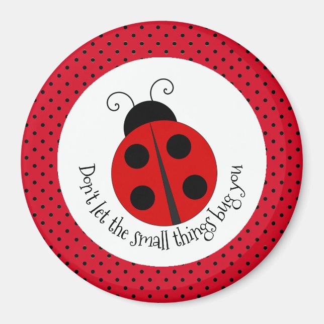 Ladybug auf Polka Dots Design Magnet (Vorne)