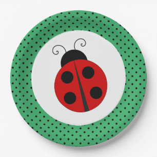Ladybug auf Polka Dots Design Paper Teller