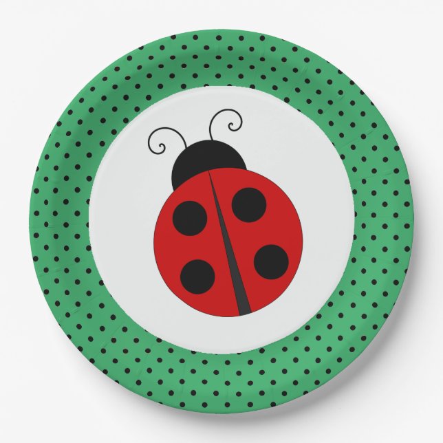Ladybug auf Polka Dots Design Paper Teller (Vorderseite)