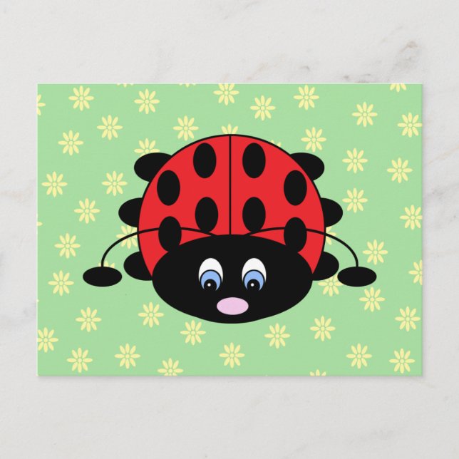 Ladybug avec carte postale Fleurs (Devant)