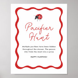 Ladybug Baby Dusche Schnuller Hunt Sign Poster