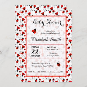Ladybug Baby shower Fille Anniversaire Invitation