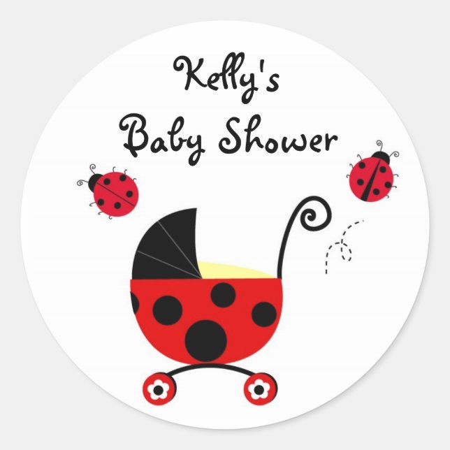 Ladybug Baby Shower Stickers Labels (Vorderseite)