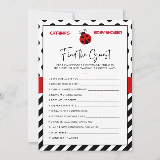 Ladybug Babydusche - bestellbarer Name, 12x18 Einladung (Vorderseite)