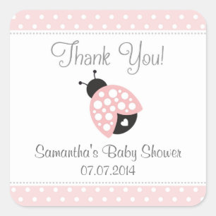 Ladybug Babydusche Danke Stickers (Pink)
