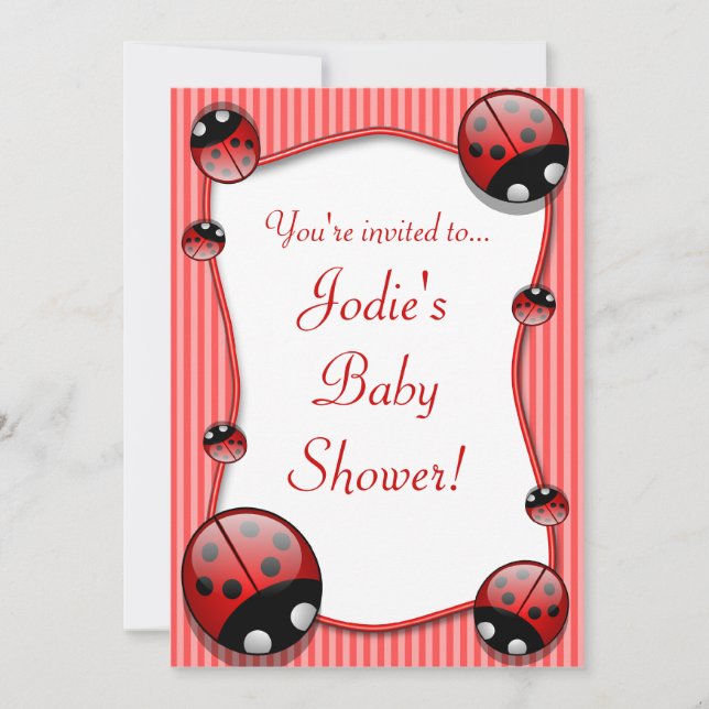 Ladybug Babydusche Einladung (Vorderseite)