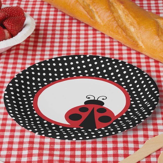 Ladybug Babydusche oder Geburtstagsparty Pappteller (Ladybug PaLadybug Baby Shower Collection. Invites, thank you cards, tableware, decorationsper Plates)