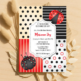 Ladybug Babydusche | Rote und schwarze Polka-Punkt Einladung
