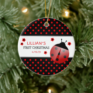 Ladybug Baby's First Christmas Keramik Ornament