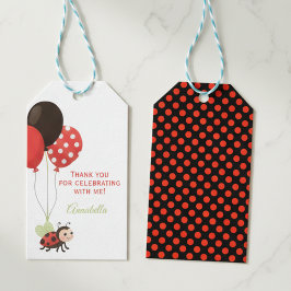 Ladybug Balloons Birthday Gift Tag Geschenkanhänger