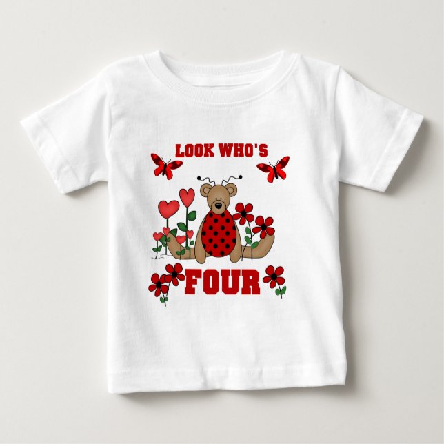 Ladybug Bear 4th Birthday Tshirts et cadeaux (Devant)