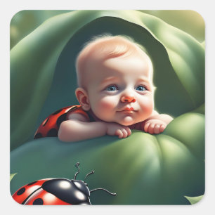 Ladybug Bestie Quadratischer Aufkleber