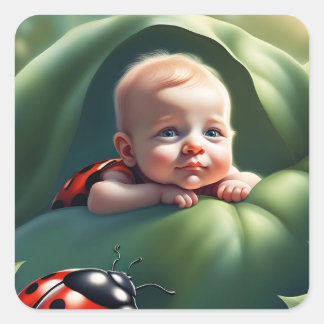 Ladybug Bestie Quadratischer Aufkleber