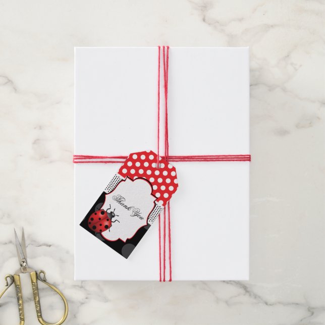 Ladybug Birthday Danke Geschenkanhänger (Mit Garn)