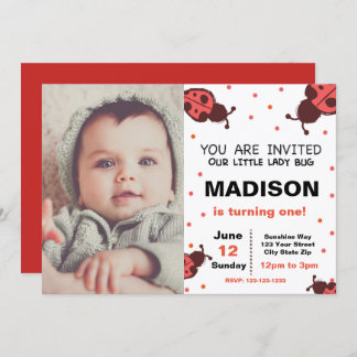 Ladybug Birthday Invitation avec photo
