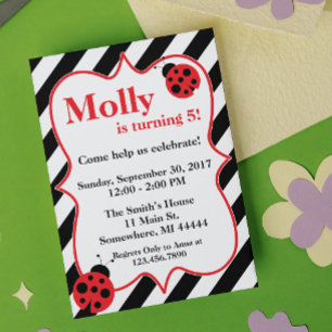 Ladybug Birthday Party Einladung