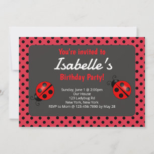 Ladybug Birthday Party Einladung