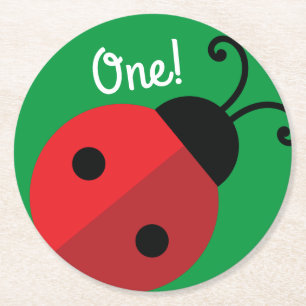 Ladybug Birthday Party Runder Pappuntersetzer