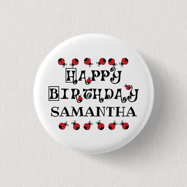 Ladybug Birthday Personalisiert Button (Vorderseite)