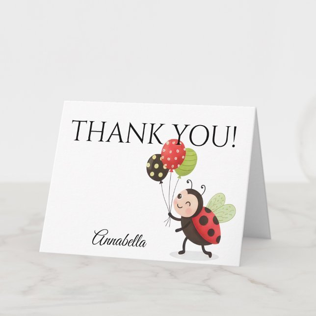 Ladybug Birthday Thank You Card Dankeskarte (Ladybug personalized thank you card)