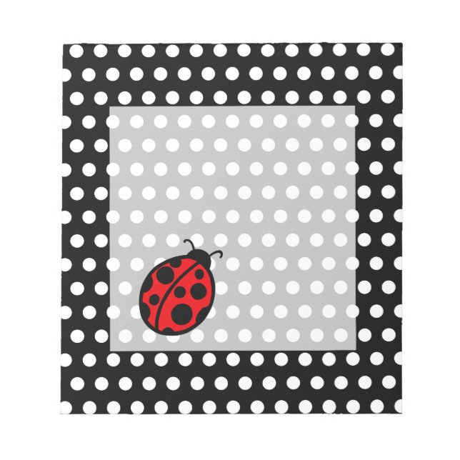 Ladybug Black Polka Dot Notepad Notizblock (Vorderseite)