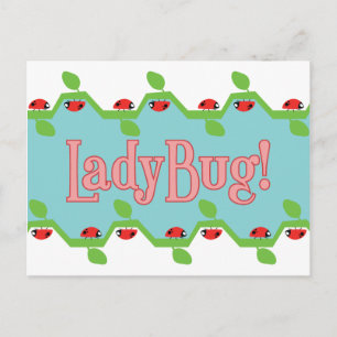 Ladybug Blue Background Postkarte