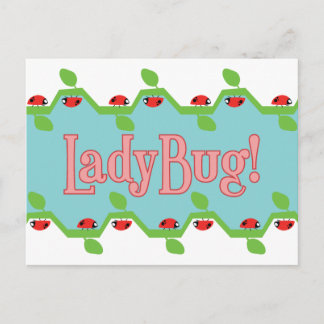 Ladybug Blue Background Postkarte