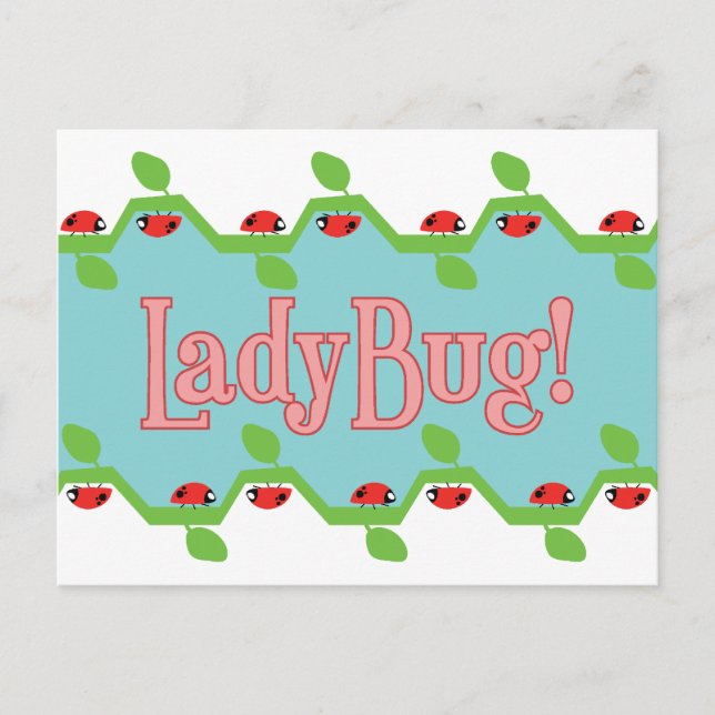 Ladybug Blue Background Postkarte (Vorderseite)