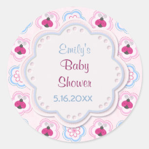 Ladybug Blume Babydusche - Anpassen Runder Aufkleber