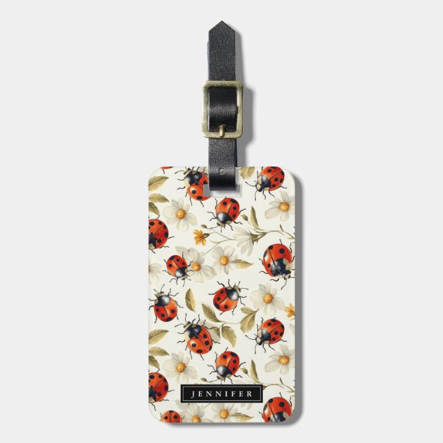 Ladybug Blume Gepäckmarke Gepäckanhänger (Vorderseite vertikal)