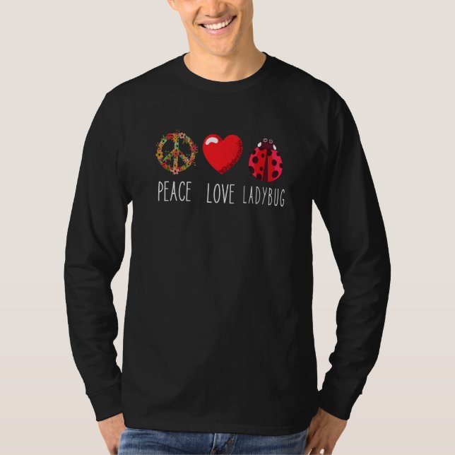 Ladybug Blume Herz Liebe Frieden Ladybug Ladybug T-Shirt (Vorderseite)