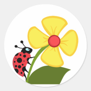 Ladybug-Blume Runder Aufkleber
