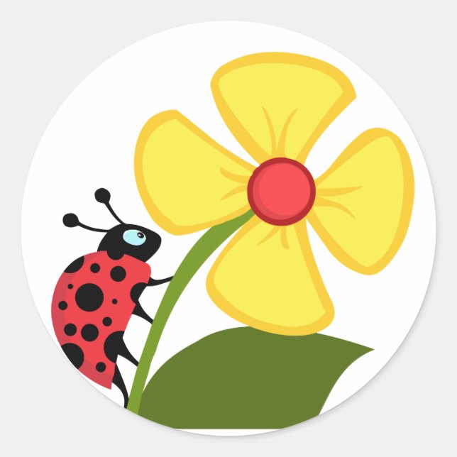 Ladybug-Blume Runder Aufkleber (Vorderseite)
