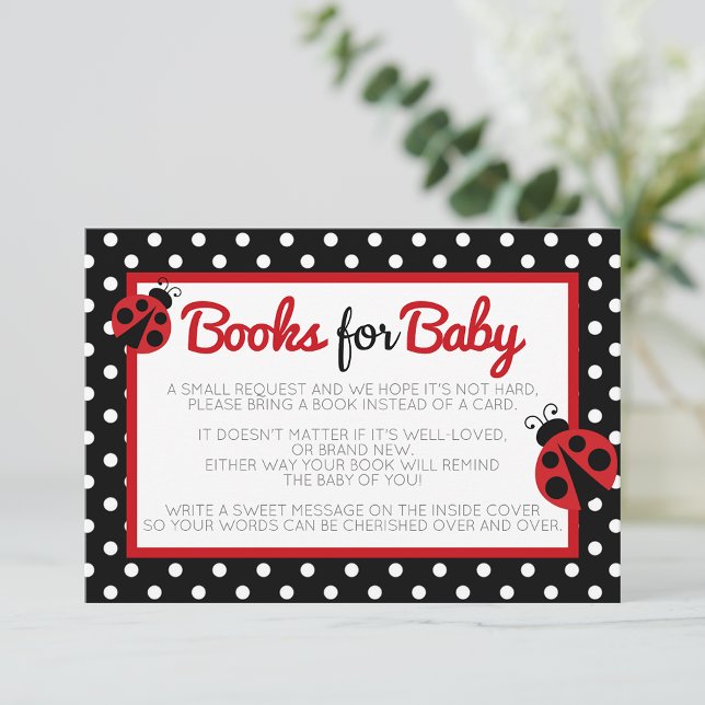 Ladybug-Bücher für die Aufnahme von Kindern Begleitkarte (Ladybug Books for Baby Enclosure Invite Inserts)