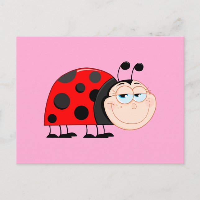 Ladybug Bugs Funny Insect Niedlich Lächeln Postkarte (Vorderseite)