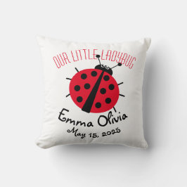Ladybug Cartoon Niedlich Birth Stat Red White Blac Kissen