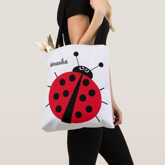 Ladybug Cartoon Spaß rot Schwarz-weiß Tasche (Von Nahem)