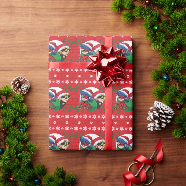 Ladybug & Cat Noir | Holiday Graphic Geschenkpapier (Feiertagsgeschenk)